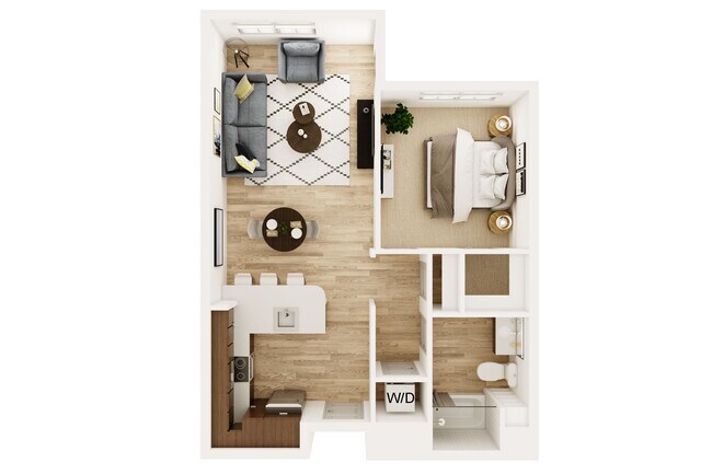 1 Bed 1 Bath 1A 413 413 floor plan
